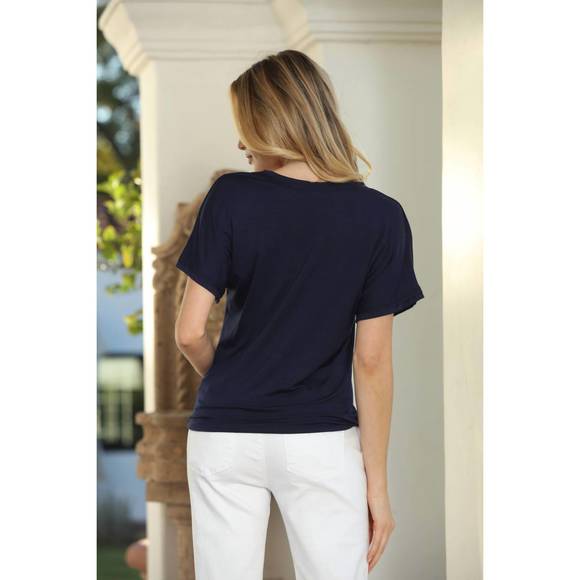 NEW VERONICA M tee with front tie in navy - Picture 3 of 4